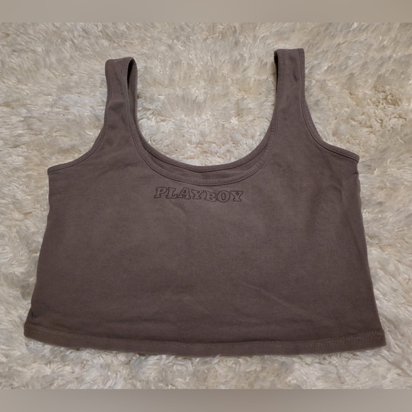 PLAYBOY (PacSun) Brown Fitted Crop Tank Top - Picture 1 of 5